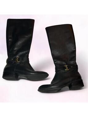 Ralph Lauren Micah Black Leather Riding Boots Womens Size 6